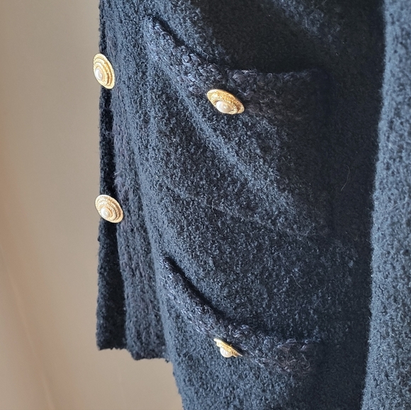 Adolfo New York Vintage 70s Black Wool Boulce Sweater Jacket Medium - Picture 6 of 11